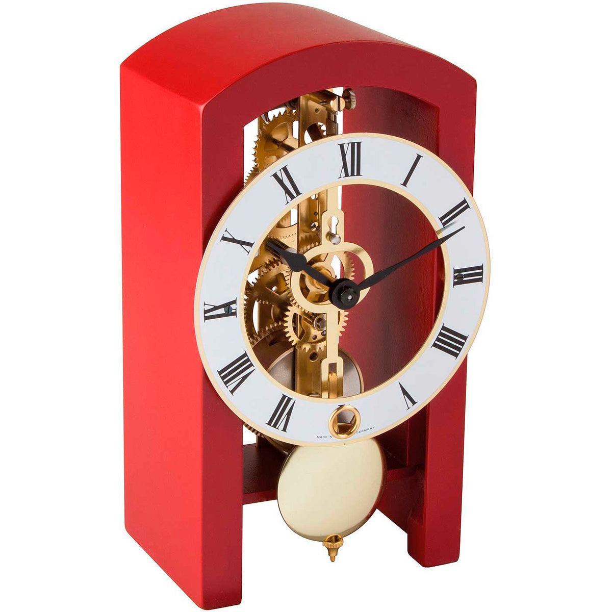 Reloj de mesa Skeleton moderno con movimiento mecánicon rojo