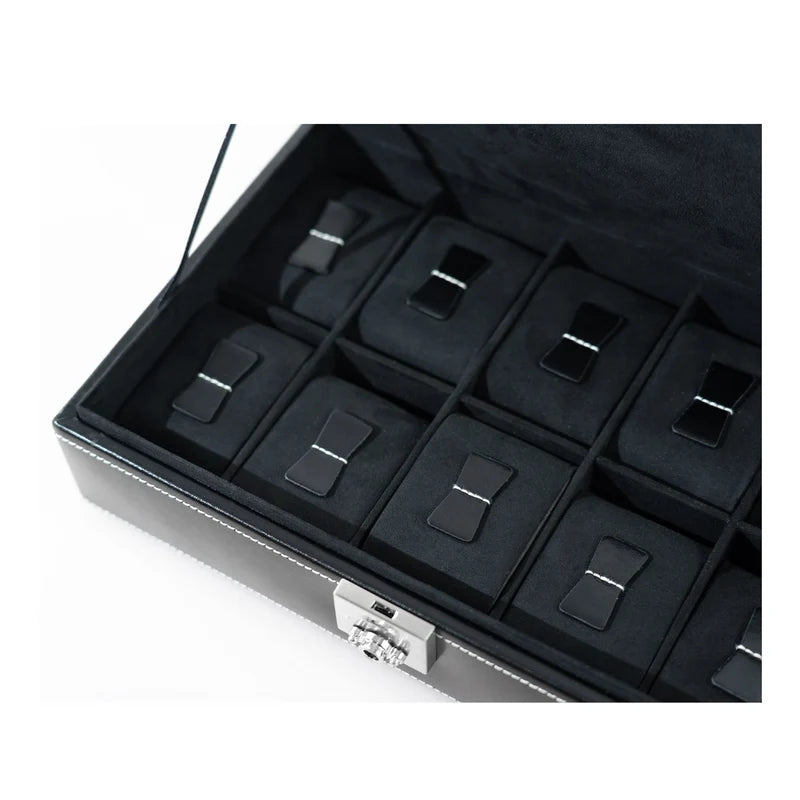 Caja de reloj londinense de cuero para 10 relojes