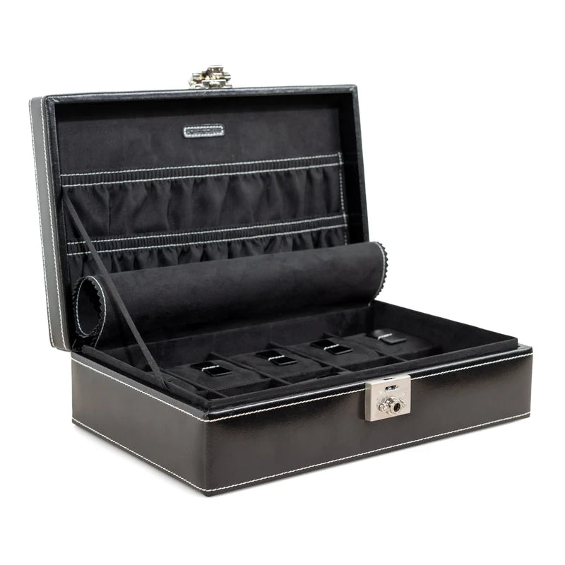 Caja de reloj londinense de cuero para 10 relojes