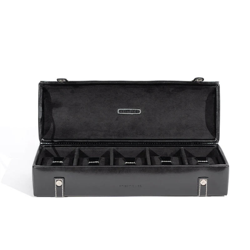 Caja de reloj londinense de cuero para 5 relojes