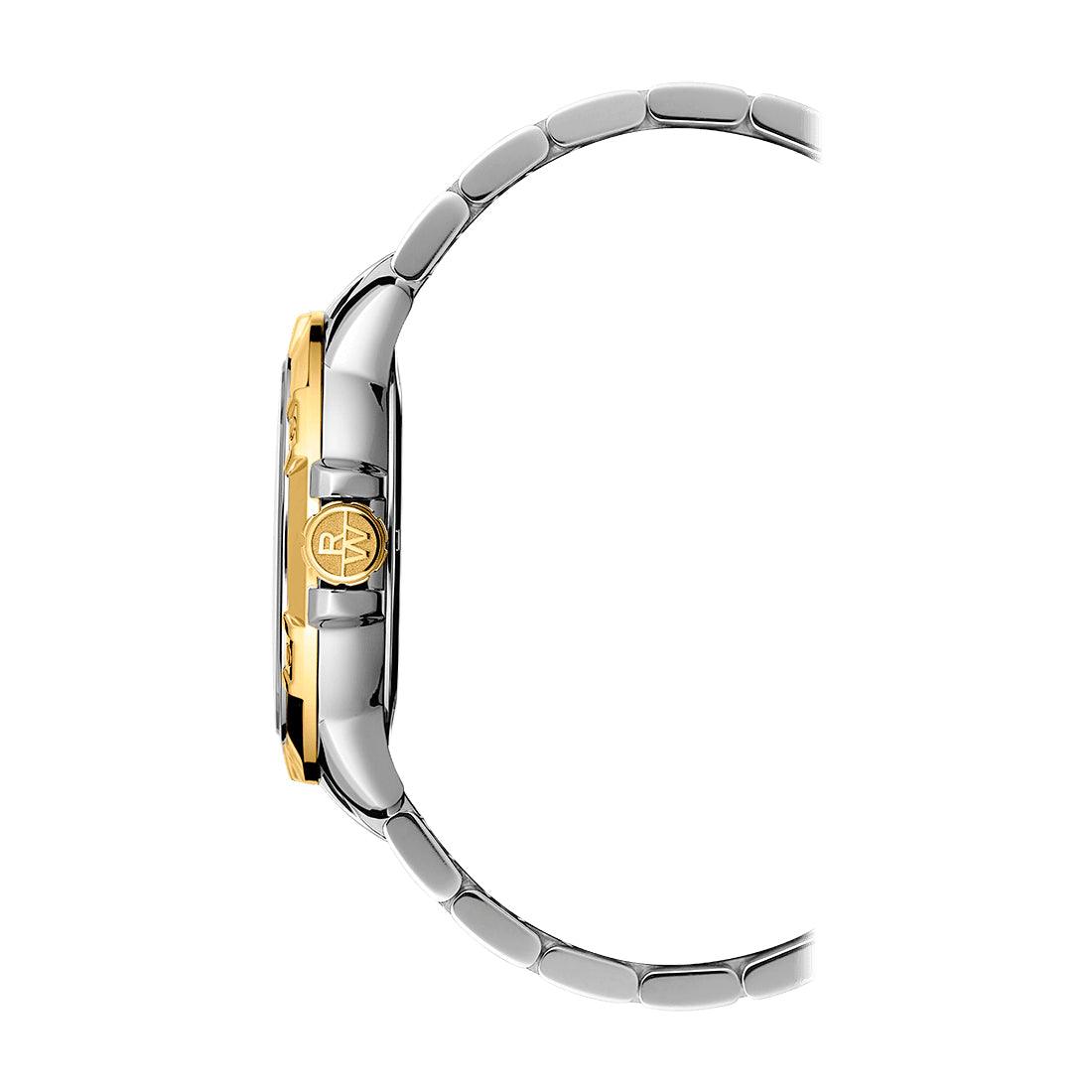 Tango Quartz bicolor con PVD oro amarillo dial azul