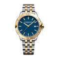 Tango Quartz bicolor con PVD oro amarillo dial azul