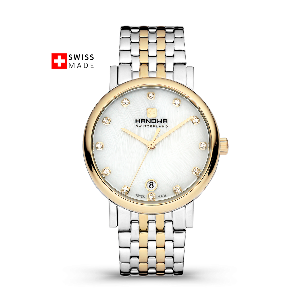 Brevine Lady White Dial Bicolor Glod