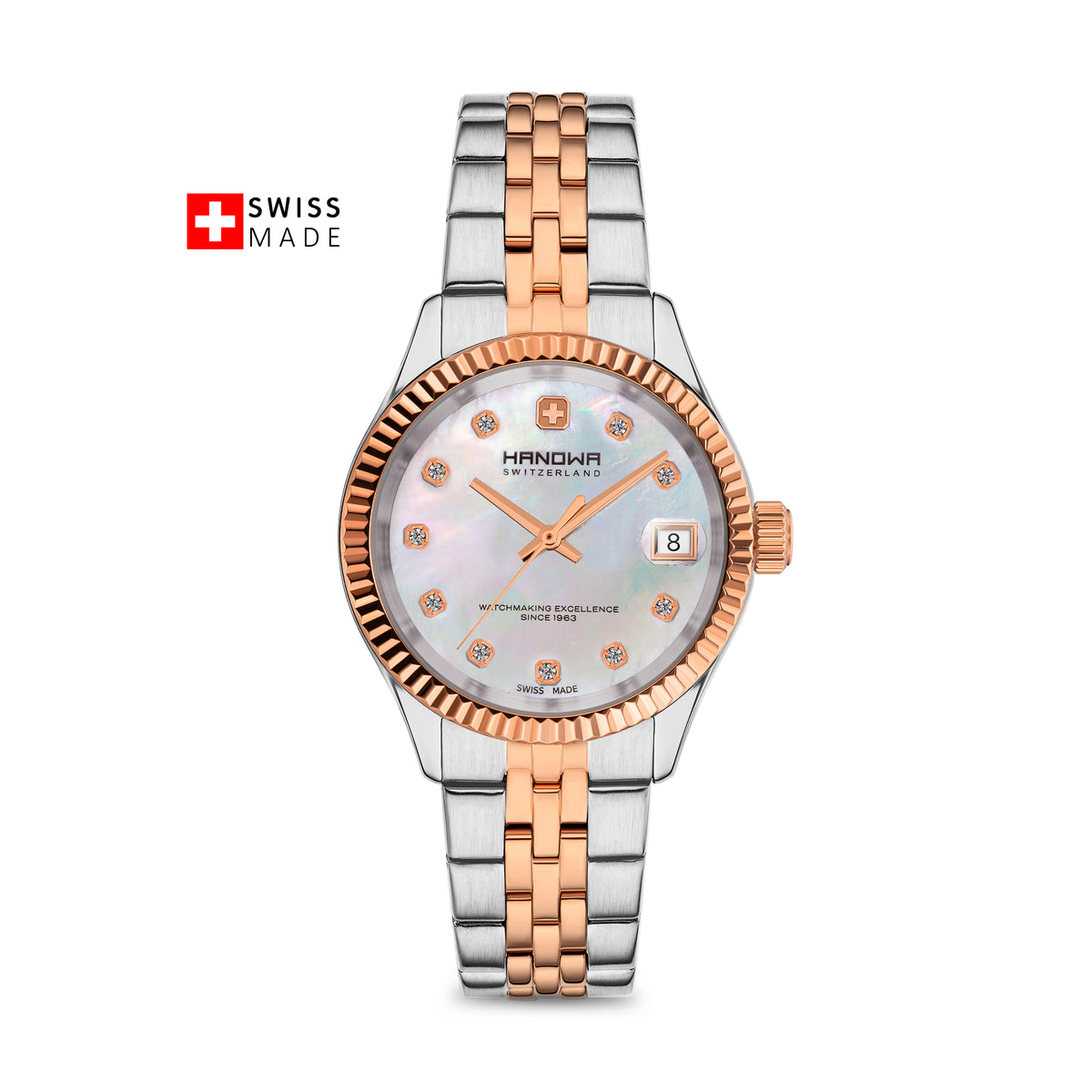 Sense Lady Pearl White Dial Bicolor Rose Gold