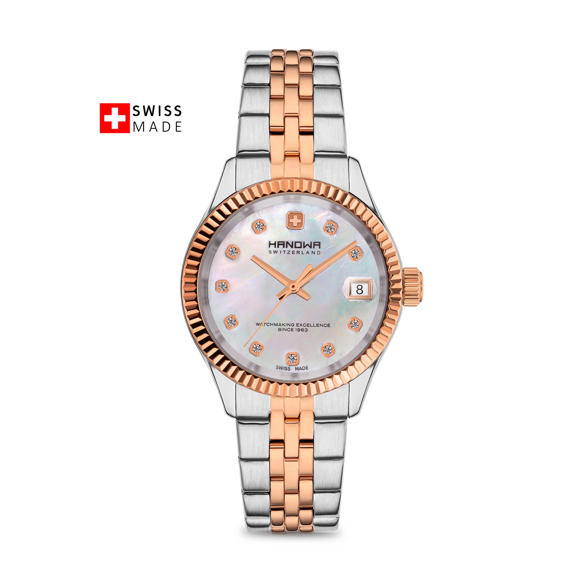 Sense Lady Pearl White Dial Bicolor Rose Gold