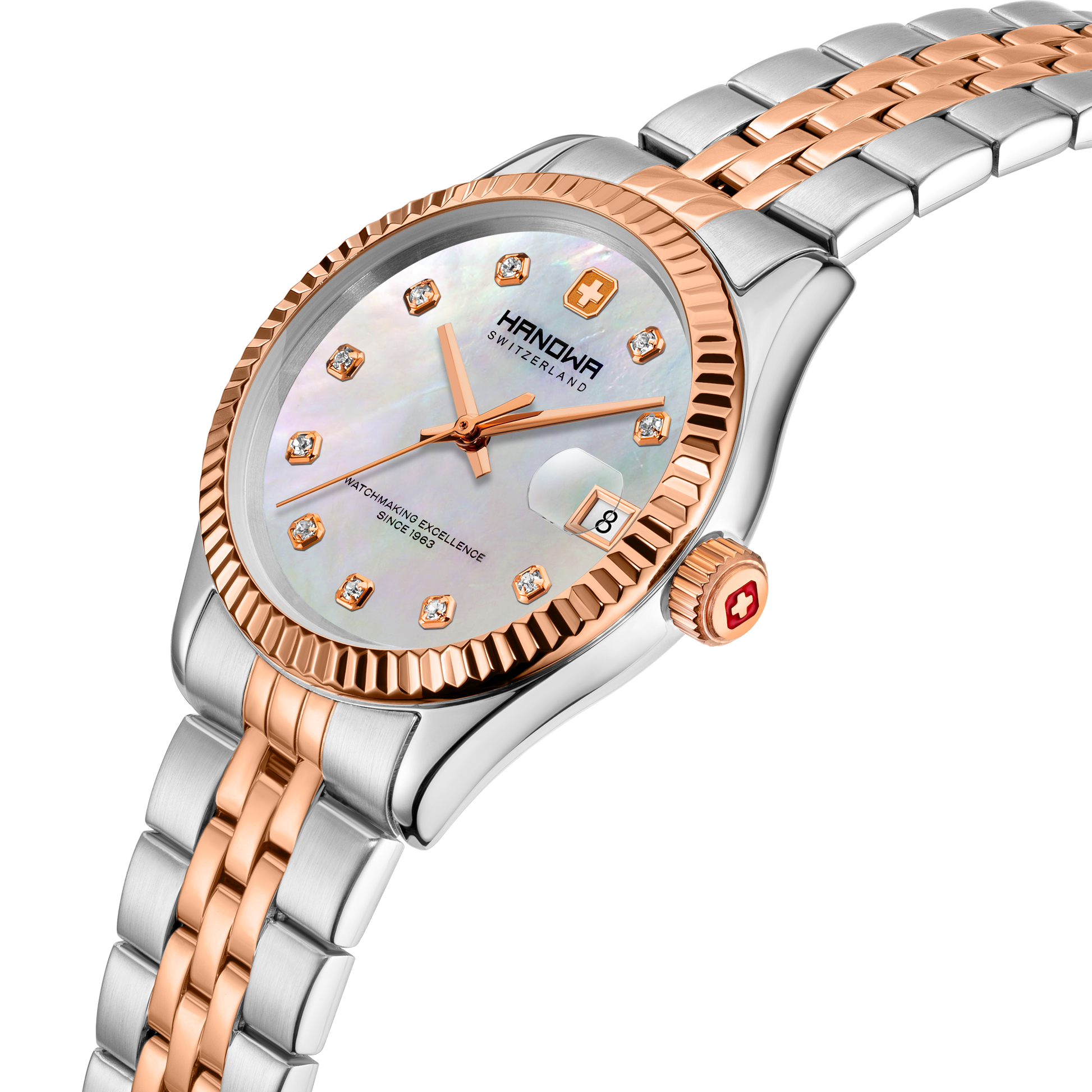 Sense Lady Pearl White Dial Bicolor Rose Gold