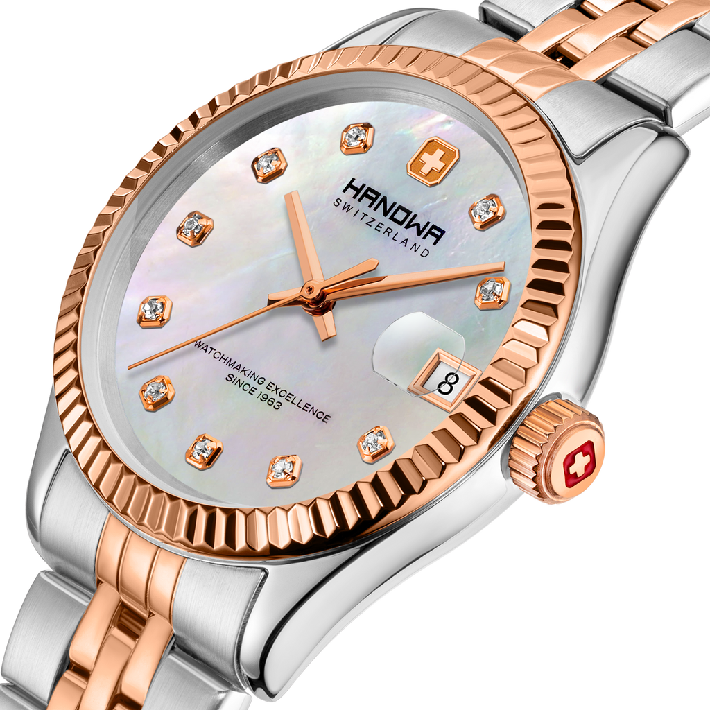 Sense Lady Pearl White Dial Bicolor Rose Gold