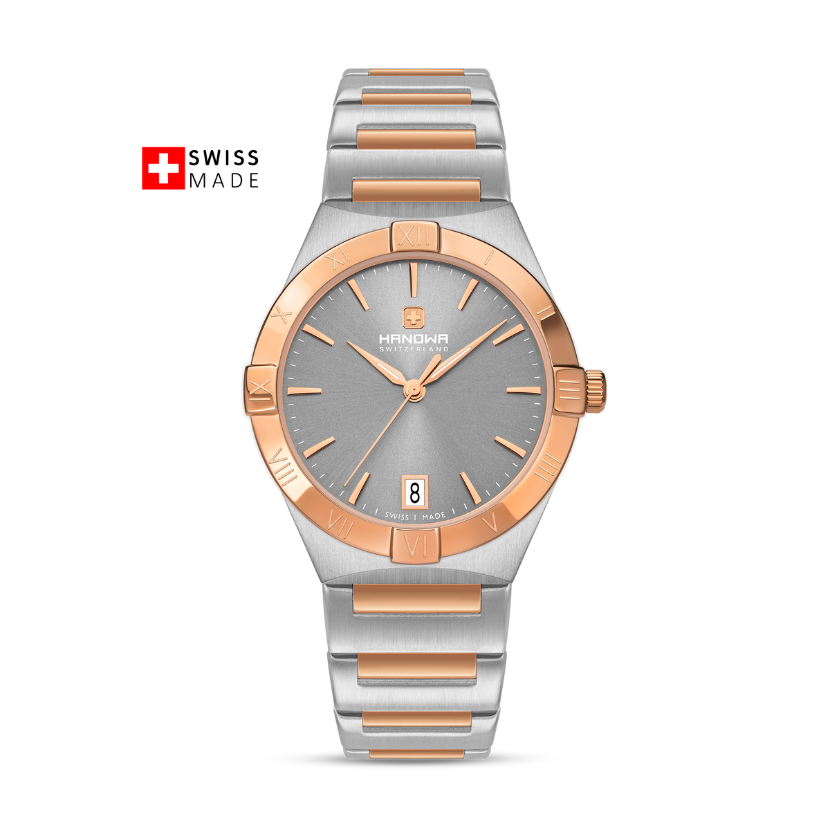 Surselva Lady Gray Dial Bicolor Rose Gold