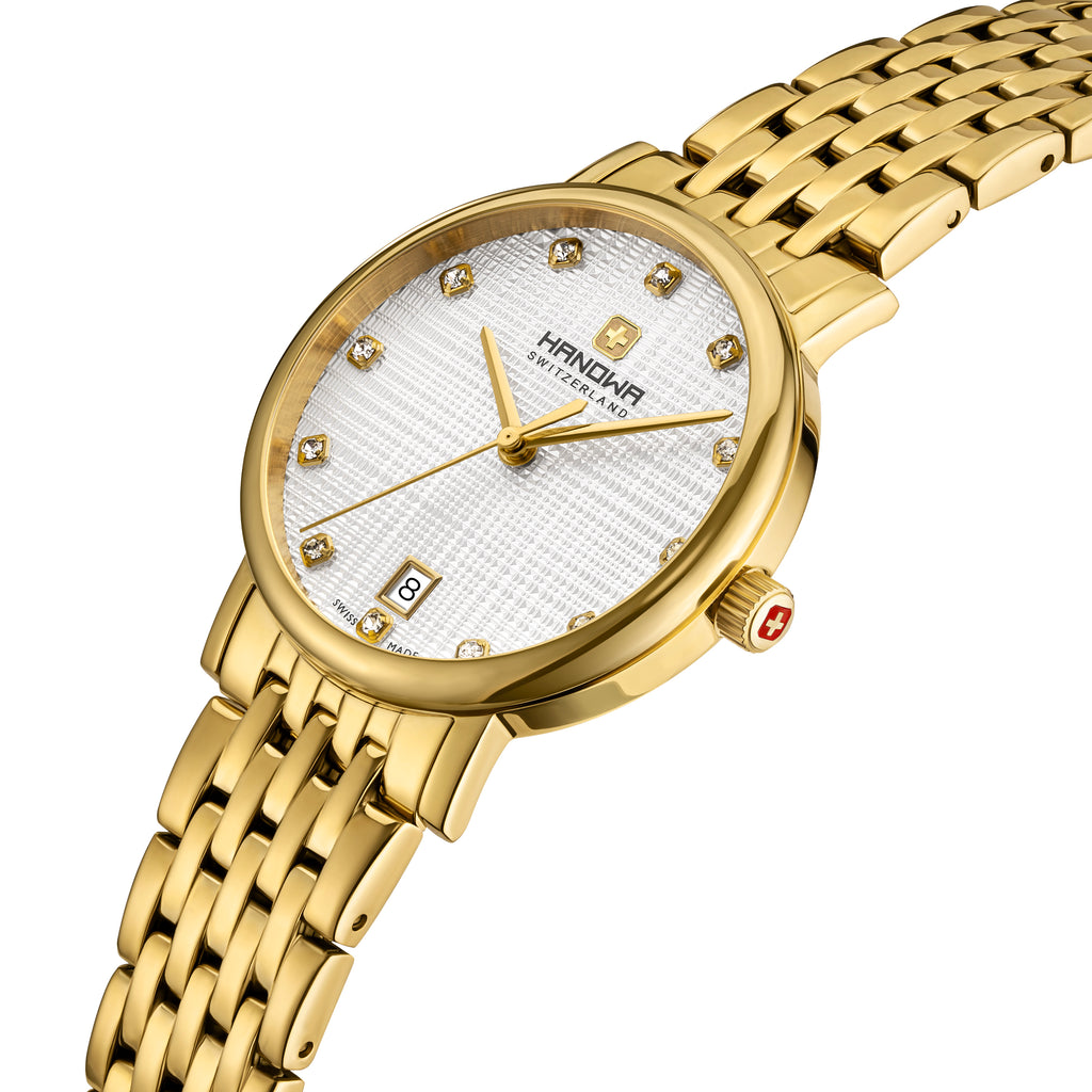 Rivera Lady White Dial Gold
