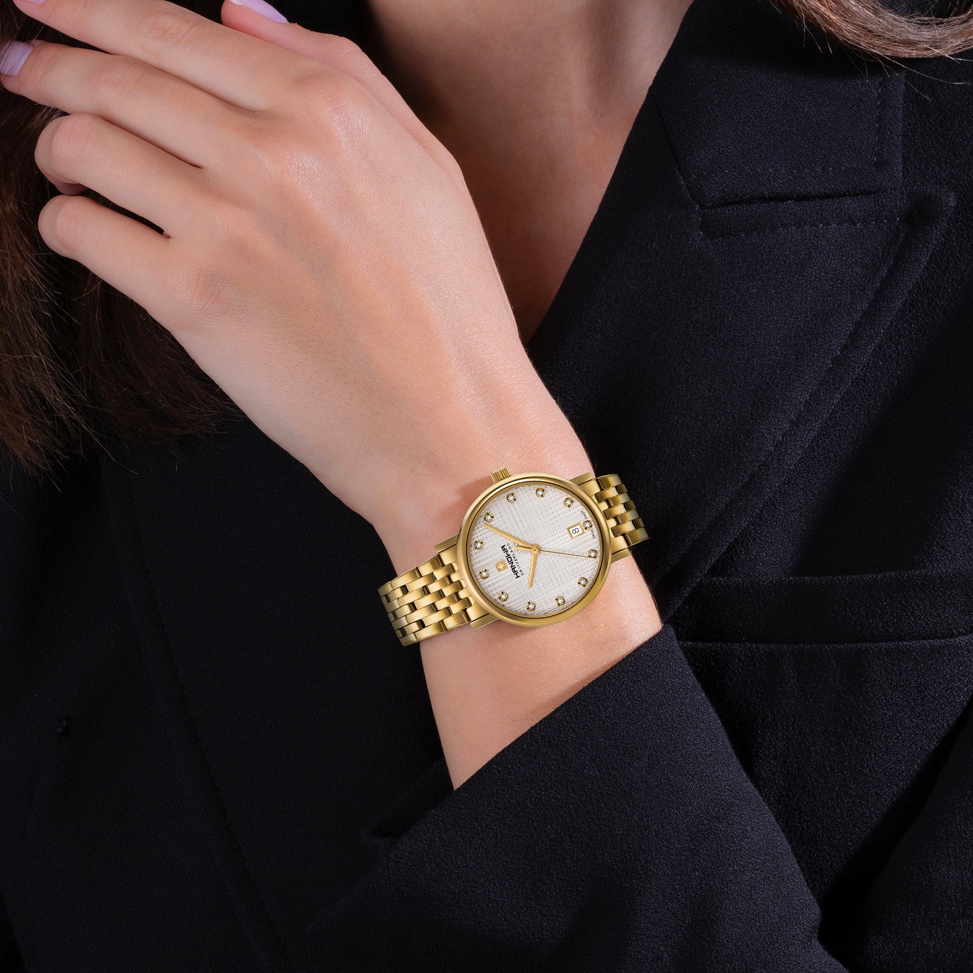 Rivera Lady White Dial Gold