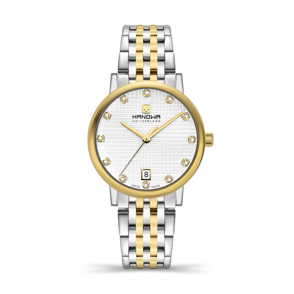 Rivera Lady White Dial Bicolor Gold