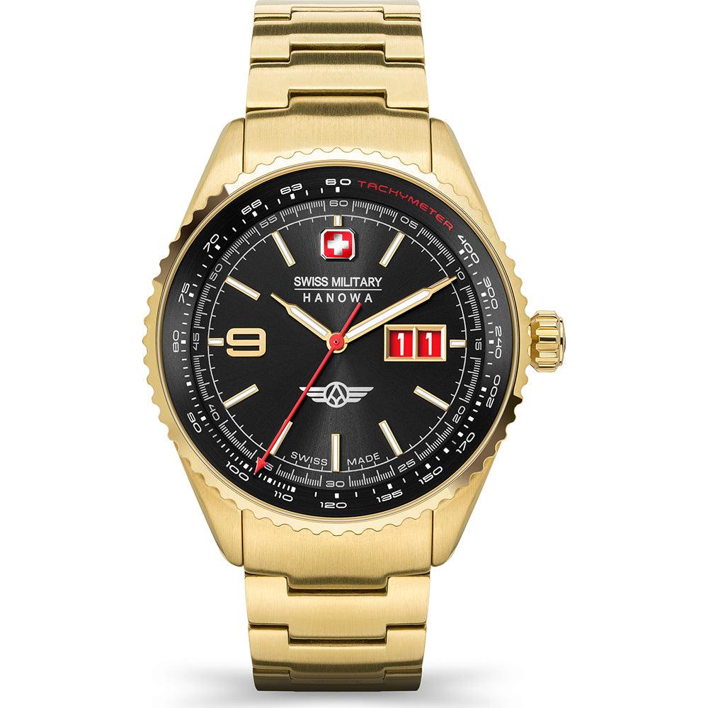 Reloj de pulsera Afterburn color oro amarillo y esfera negra